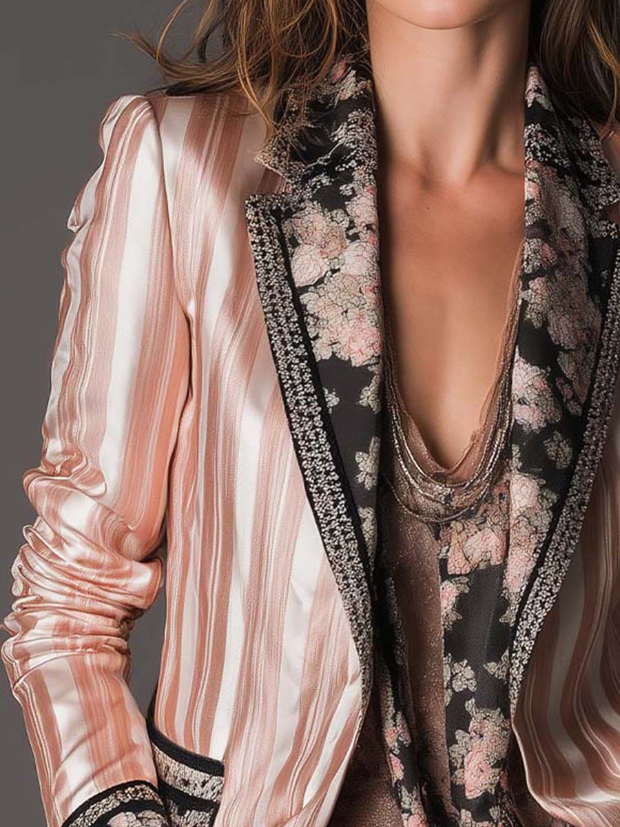 Bohemian Satin Stripe Tailored Blazer