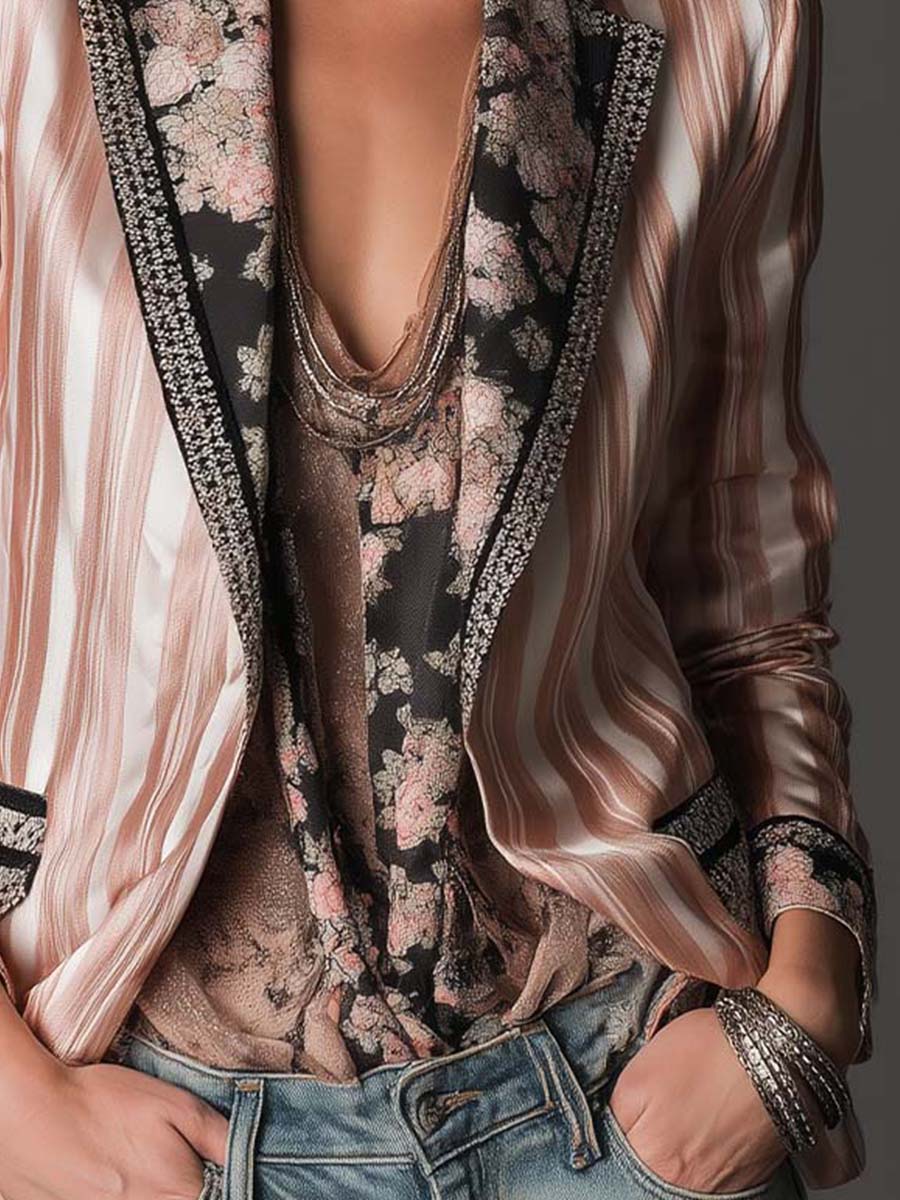 Bohemian Satin Stripe Tailored Blazer